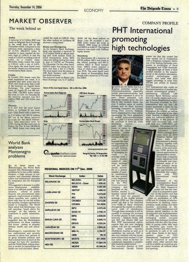 PHT International, The Belgrade Times