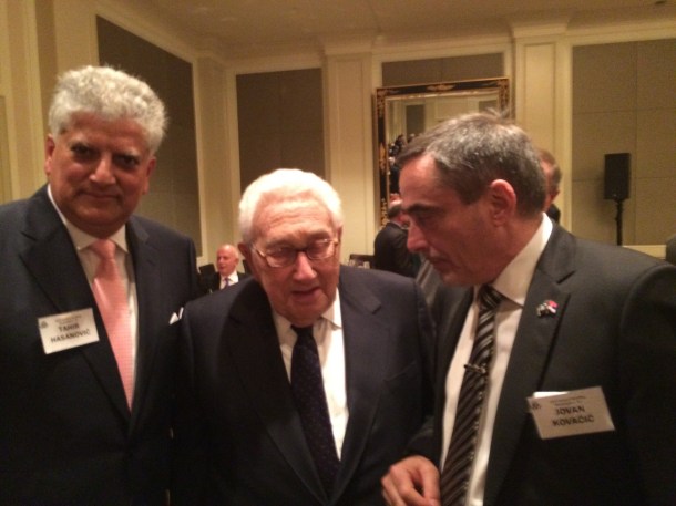 Henry Kissinger and Jovan Kovacic and Tahir Hasanovic, Trilateral Commission members